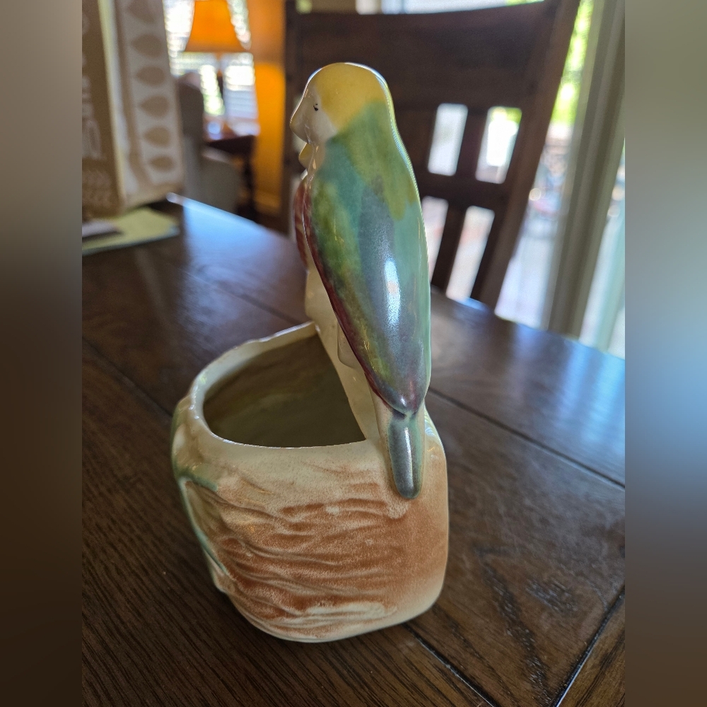 Vintage 50's Morton Pottery Lovebirds Wall Pocket Planter - Picture 6 of 10